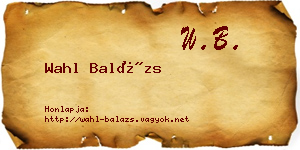 Wahl Balázs névjegykártya